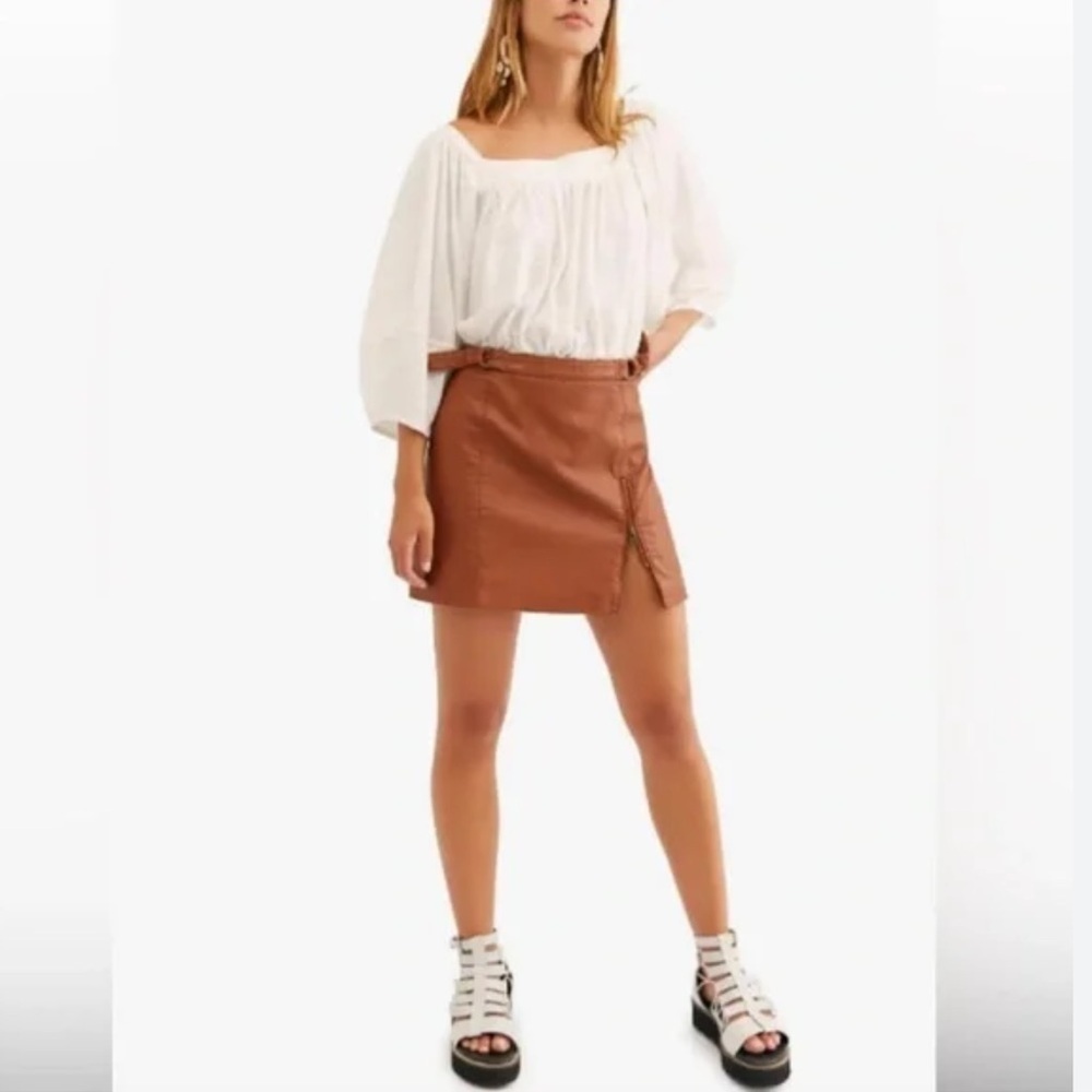 Free People Midnight Magic Faux Leather Miniskirt #0024